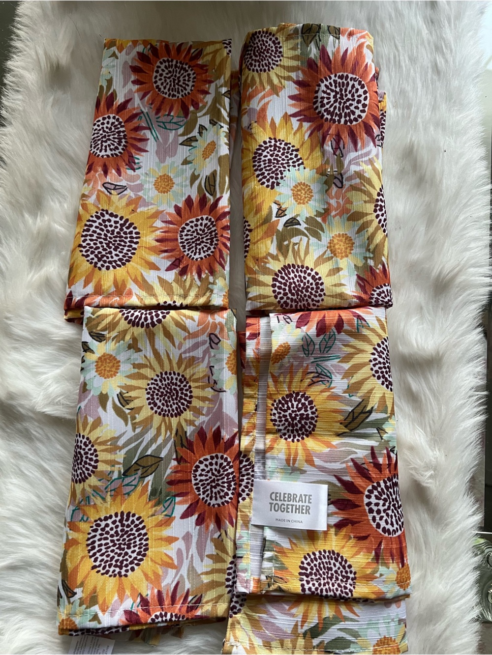 Sunflower Print Cotton Napkins - set of 4